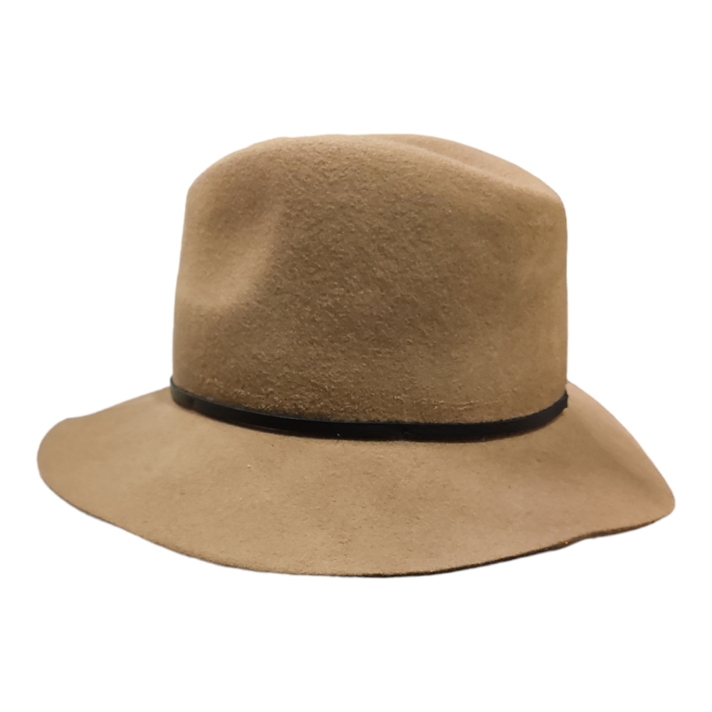 JANESSA LEONE | Tan 100% Wool Fedora in Size Medium